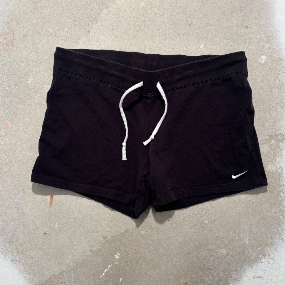 Nike Girls XL 16-18 Black Athletic Shorts Drawstring Swoosh Logo Jersey Knit